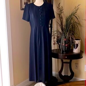 WOMENS DAVID WARREN CLASSIC NAVY BLUE MAXI PULL OVER BACK ZIPER DRESS SZ 6